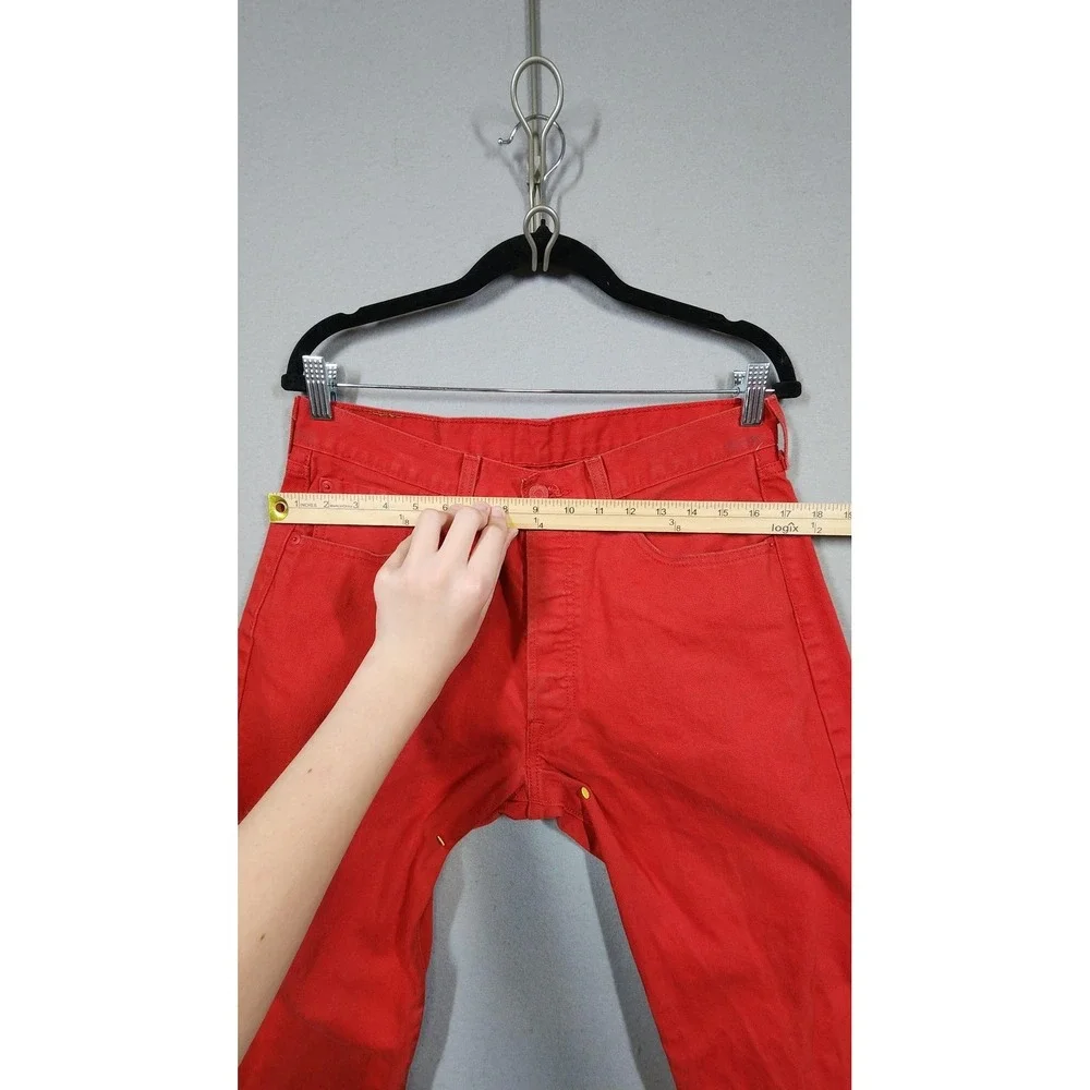 Levi's 501 Button Fly Jeans Mens 34 Red‎ Straight Leg Denim Festival Western